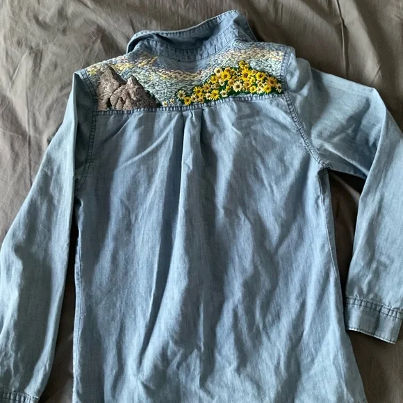 Custom Embroidered Jean Button Up - Picture 4 of 5